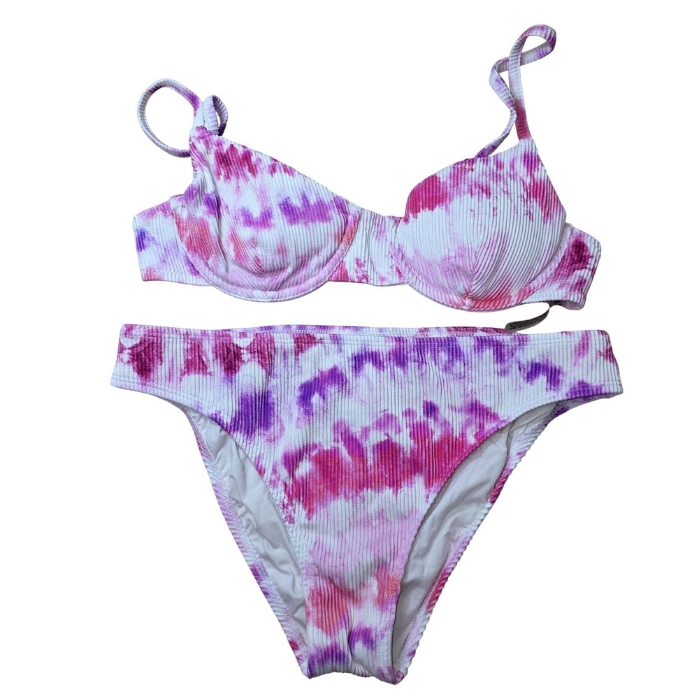 PINK Victoria's Secret Bikini Swimsuit Women S Top M Bottom Pink Tie Dye Bikini